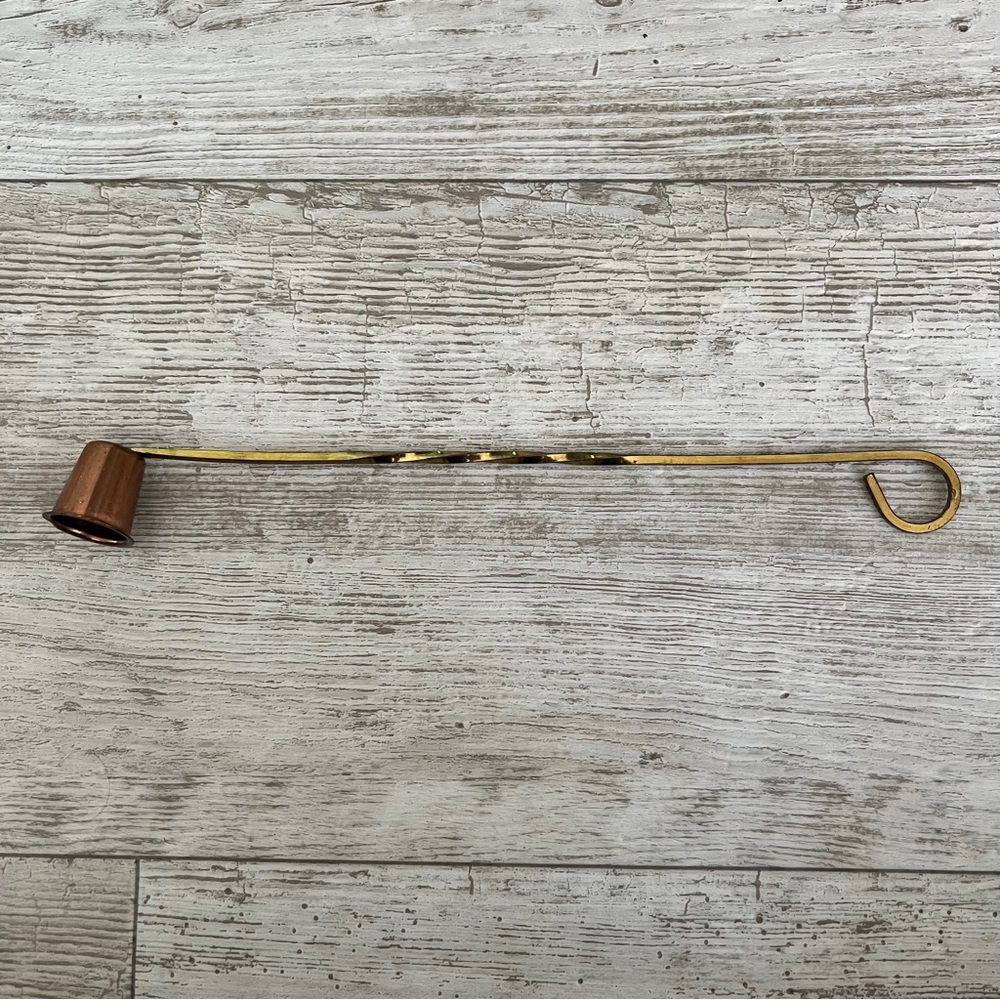 Vintage MCM Brass Copper Candle Snuffer with Solid Brass Spiral Handle 11"L x1"W